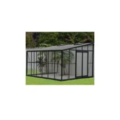 Jardin D'hiver En Aluminium Laqué Gris Et Verre Trempé 12,08m² + Embase
