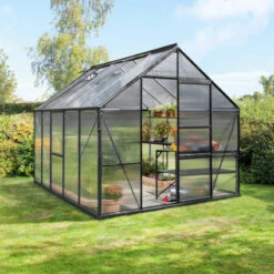 Serre De Jardin Meridian1 8,3m² En Aluminium Noir Et Polycarbonate 4mm – Vitavia